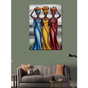 Kanvas Tablo Meyve Sepetleri Ve Kadınlar 100x140 cm