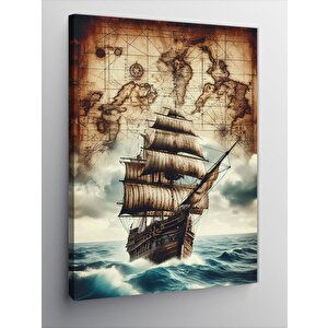 Kanvas Tablo Dünya Haritası Veya Kendi Gemi 100x140 cm