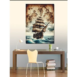 Kanvas Tablo Dünya Haritası Veya Kendi Gemi 100x140 cm