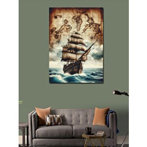 Kanvas Tablo Dünya Haritası Veya Kendi Gemi 100x140 cm