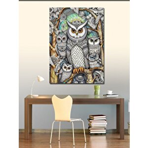 Kanvas Tablo Sevimli Baykuş Ailesi 100x140 cm