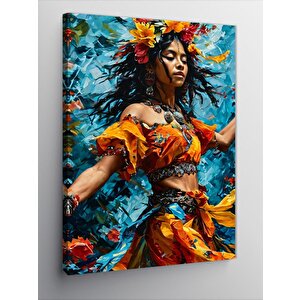 Kanvas Tablo Çiçekler Ve Kadın 100x140 cm