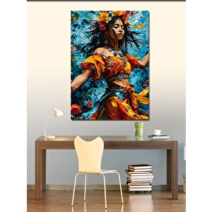 Kanvas Tablo Çiçekler Ve Kadın 100x140 cm