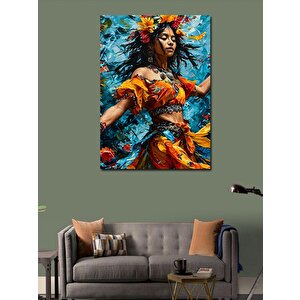 Kanvas Tablo Çiçekler Ve Kadın 100x140 cm