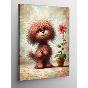 Kanvas Tablo Sevimli Köpek Ve Çiçek 70x100 cm