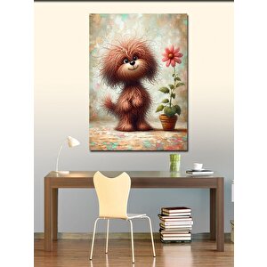 Kanvas Tablo Sevimli Köpek Ve Çiçek 70x100 cm