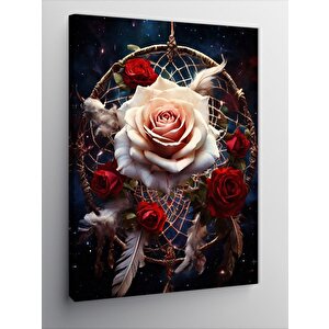 Kanvas Tablo Pembe Beyaz Güller Ve Düşük Kapanı 100x140 cm