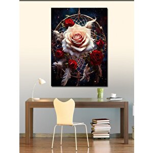 Kanvas Tablo Pembe Beyaz Güller Ve Düşük Kapanı 100x140 cm