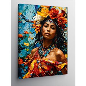 Kanvas Tablo Çiçekler Ve Kadın 100x140 cm