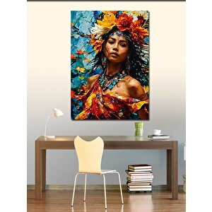 Kanvas Tablo Çiçekler Ve Kadın 100x140 cm