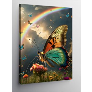Kanvas Tablo Gökkuşağı Ve Kelebek 70x100 cm
