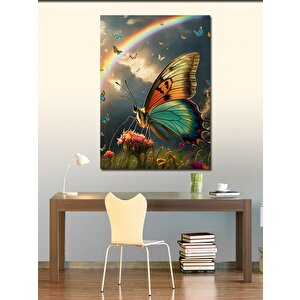 Kanvas Tablo Gökkuşağı Ve Kelebek 70x100 cm