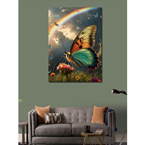 Kanvas Tablo Gökkuşağı Ve Kelebek 70x100 cm