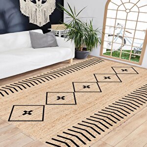 Dijital Baskı Hasır Desen Halı, İskandinav Halı, Salon Halısı, Yıkanabilir Halı, Kaymaz Taban, Mutfak Halısı, Yolluk, Ev Dekorasyonu 80x300 cm