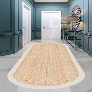 Dijital Baskı Hasır Desen Oval Halı, İskandinav Halı, Salon Halısı, Yıkanabilir Halı, Kaymaz Taban, Mutfak Halısı, Yolluk, Ev Dekorasyonu