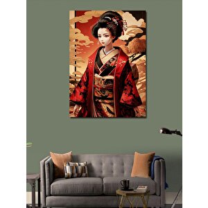 Kanvas Tablo Kırmızı Kimonolu Kadın 70x100 cm