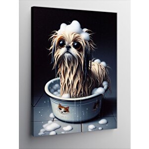 Kanvas Tablo Banyo Yapan Köpek