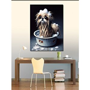 Kanvas Tablo Banyo Yapan Köpek