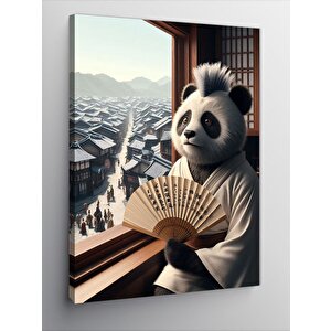 Kanvas Tablo Yelpazeli Panda Ve Uzak Doğu