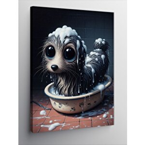 Kanvas Tablo Banyo Yapan Köpek 100x140 cm