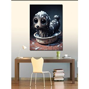 Kanvas Tablo Banyo Yapan Köpek 100x140 cm
