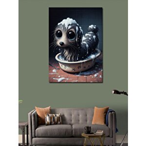Kanvas Tablo Banyo Yapan Köpek 100x140 cm
