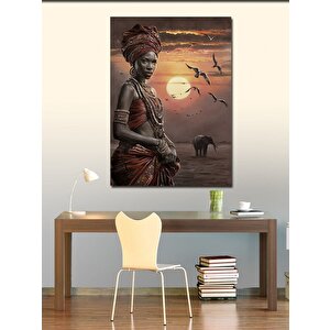 Kanvas Tablo Afrikalı Kadınla Fil