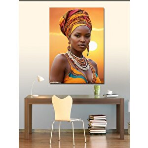 Kanvas Tablo Afrikalı Kadın Ve Güneş