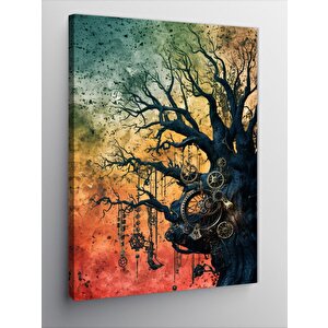 Kanvas Tablo Mekanik Ağaç 100x140 cm