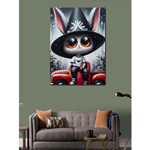 Kanvas Tablo Cadı Şapkalı Kedi 70x100 cm
