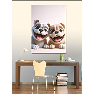 Kanvas Tablo Gülen Köpekler 70x100 cm