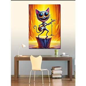 Kanvas Tablo Gitar Çalan Kedi 70x100 cm