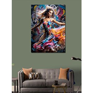 Kanvas Tablo Renkli Elbiseli Dans Eden Kadın 70x100 cm