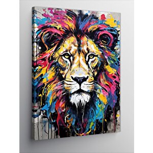 Kanvas Tablo Renkli Aslan 100x140 cm