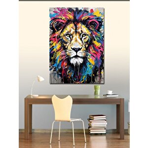 Kanvas Tablo Renkli Aslan 100x140 cm