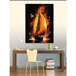 Kanvas Tablo Yelkenli Gemi Ve Martılar 100x140 cm