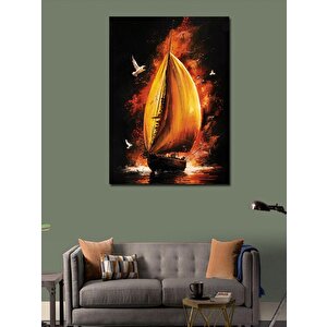 Kanvas Tablo Yelkenli Gemi Ve Martılar 100x140 cm