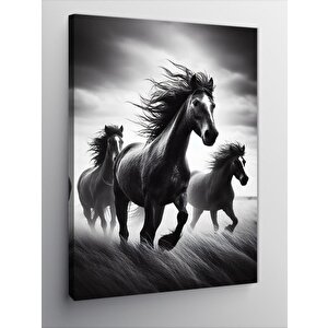 Kanvas Tablo Özgür Siyah Atlar 100x140 cm