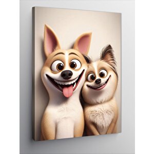 Kanvas Tablo Gülen Köpekler 100x140 cm