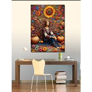 Kanvas Tablo Kadın Ve Çiçekler 70x100 cm