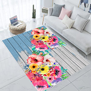 Çiçek Desen Koridor Halısı, Dekoratif Yolluk, Koridor Halısı, Uzun Halı, Antre Halı, Çiçekli Halı,
