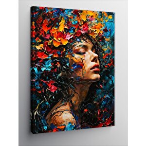 Kanvas Tablo Çiçekler Ve Kadın 70x100 cm