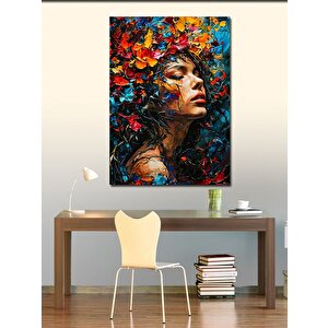 Kanvas Tablo Çiçekler Ve Kadın 70x100 cm
