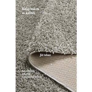 Yuvarlak Shaggy Halı 30 Mm Uzun Ve Yüksek Tüylü Düz Açık Gri Rengi