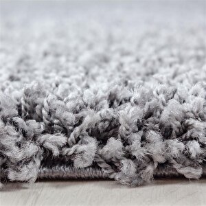 Yuvarlak Shaggy Halı 30 Mm Uzun Ve Yüksek Tüylü Düz Açık Gri Rengi 80 cm