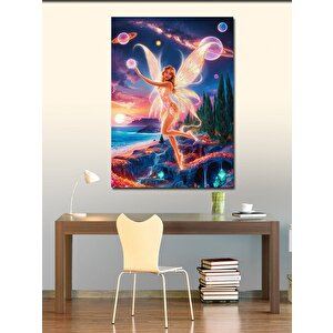 Kanvas Tablo Peri Kızı Ve Gezegenler 100x140 cm