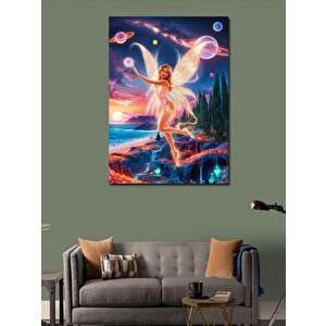 Kanvas Tablo Peri Kızı Ve Gezegenler 100x140 cm