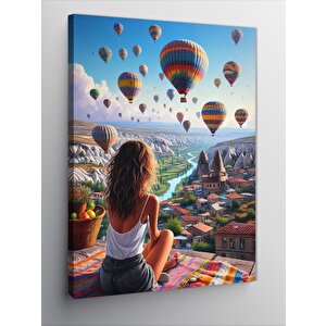 Kanvas Tablo Kapadokya Ve Uçan Balonlar 100x140 cm