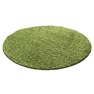 Yuvarlak Shaggy Halı 30 Mm Uzun Ve Yüksek Tüylü Düz Yeşil Rengi 120 cm