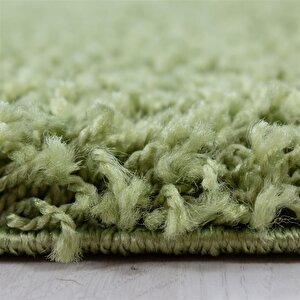 Yuvarlak Shaggy Halı 30 Mm Uzun Ve Yüksek Tüylü Düz Yeşil Rengi 120 cm